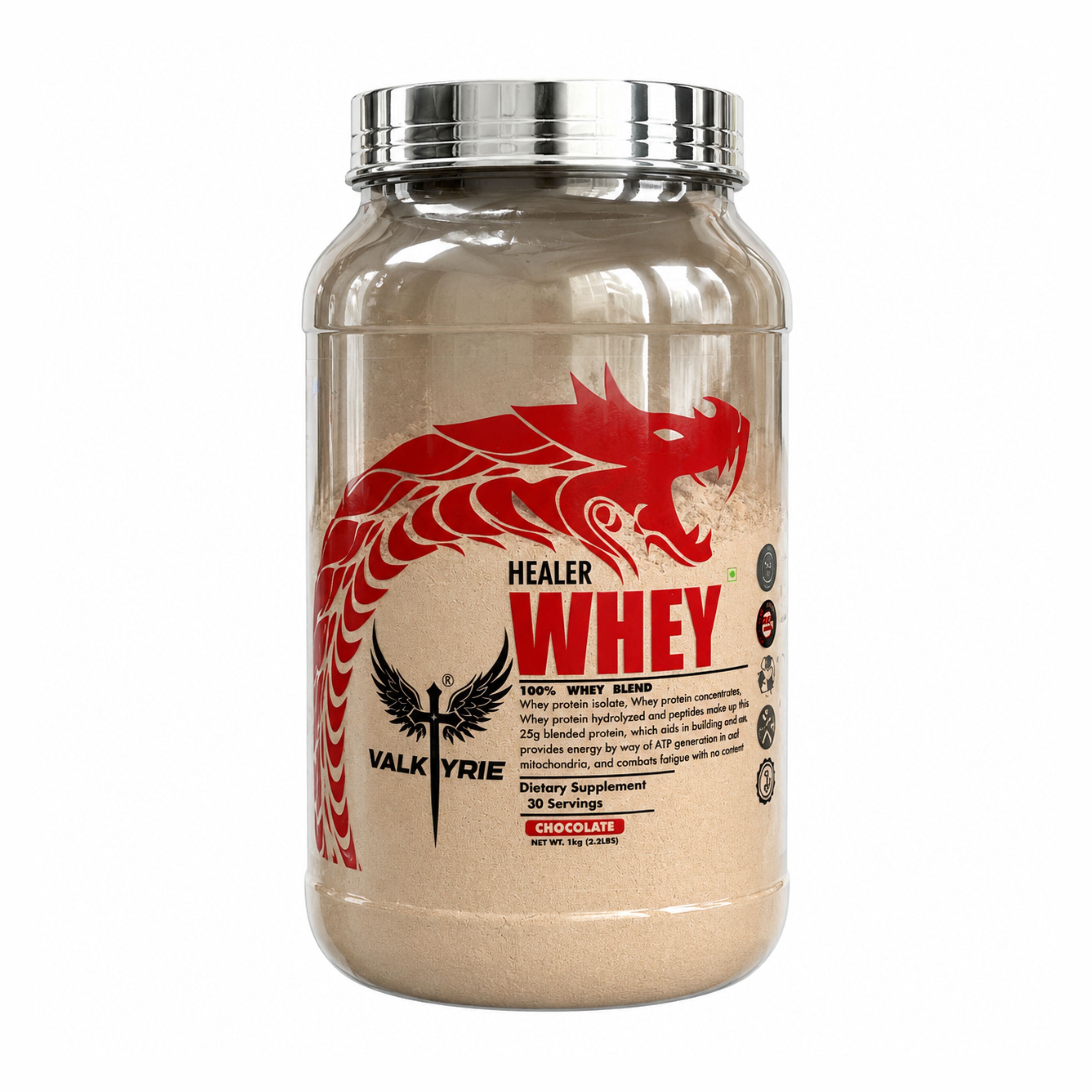 Healer Whey Protein Powder Chocolate Flavor 1kg | Premium Protein Supplement for Muscle Growth & Recovery