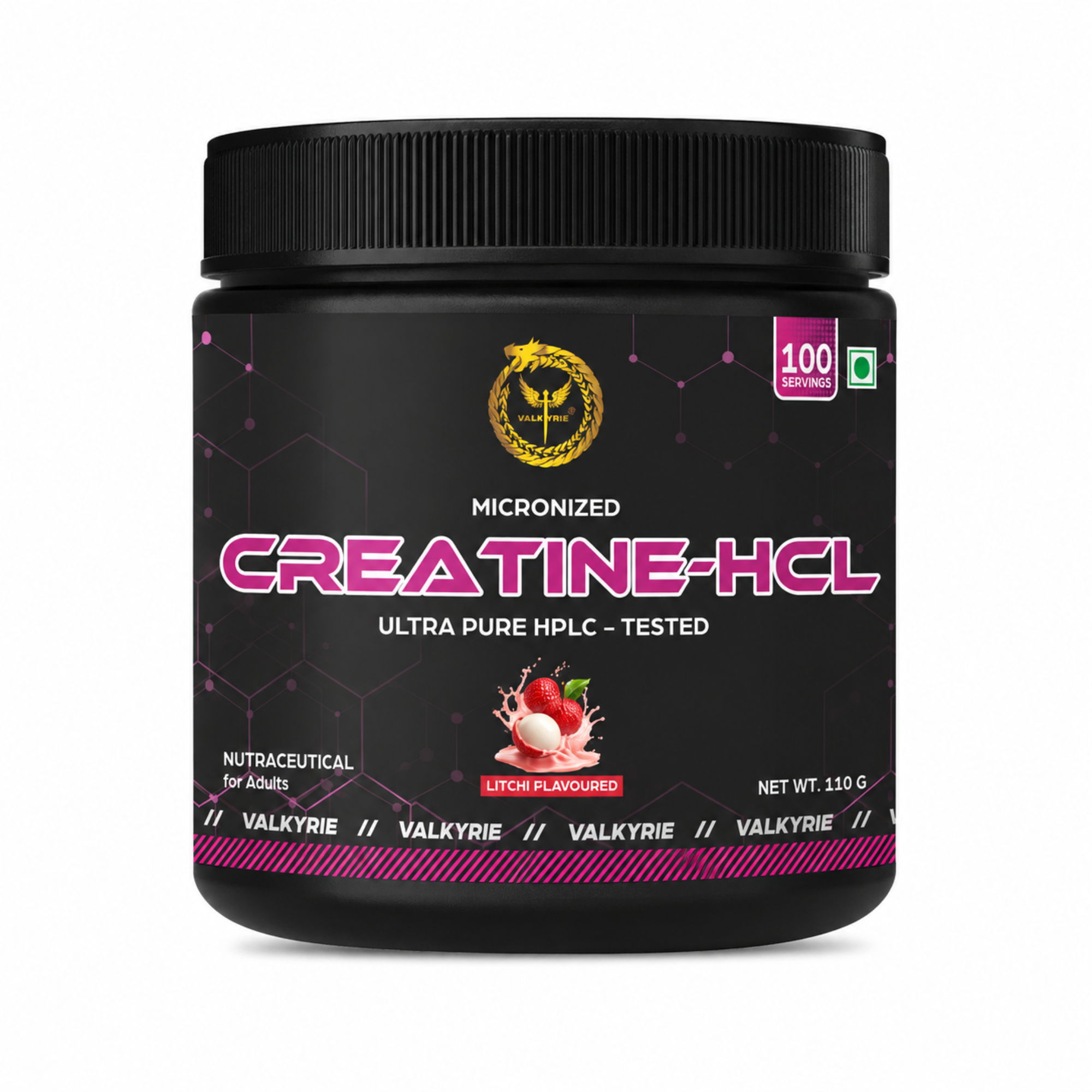 Valkyrie Litchi Micronised Creatine Monohydrate – Strength, Power & Muscle Performance | Fast-Mixing Creatine Powder