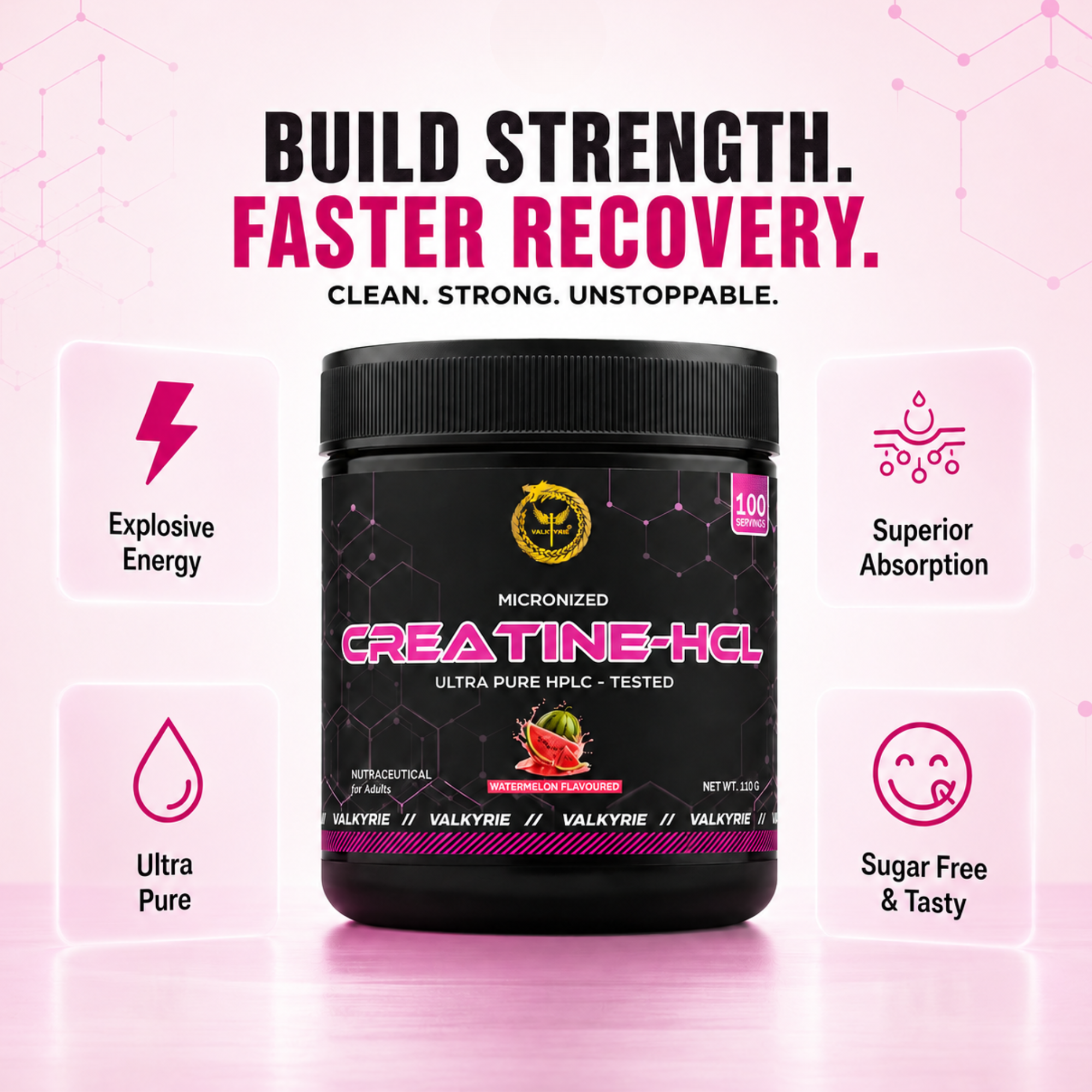 Valkyrie Watermelon Micronised Creatine Monohydrate – Strength, Power & Muscle Growth