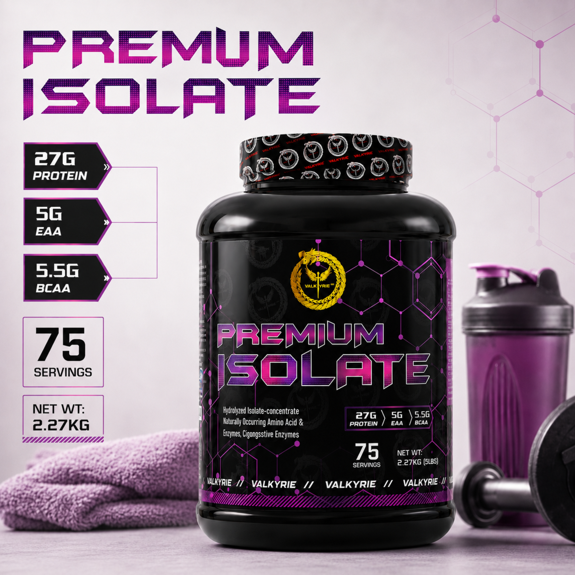 Valkyrie Isolate Protein 60 Serving – High Protein Formula for Lean Muscle Growth, Faster Recovery & Clean Daily Nutrition