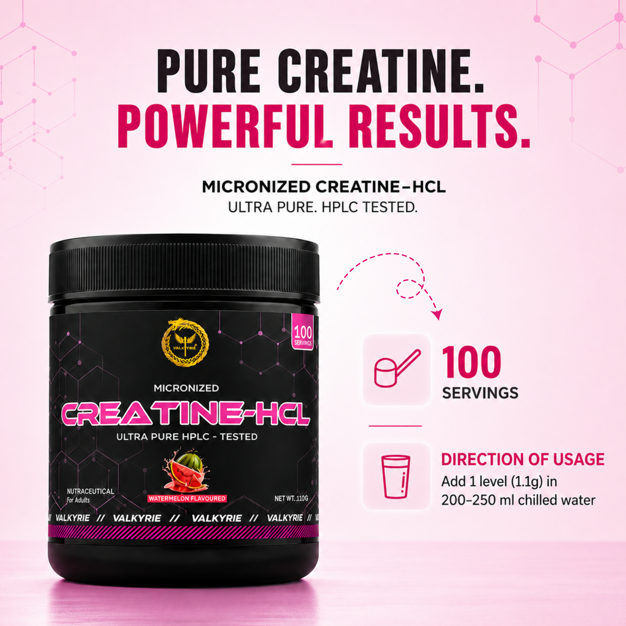 Valkyrie Watermelon Micronised Creatine Monohydrate – Strength, Power & Muscle Growth
