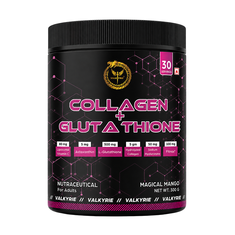 Valkyrie Collagen + Glutathione Powder, Mango, 300g, 30 Servings, Skin & Anti-Aging
