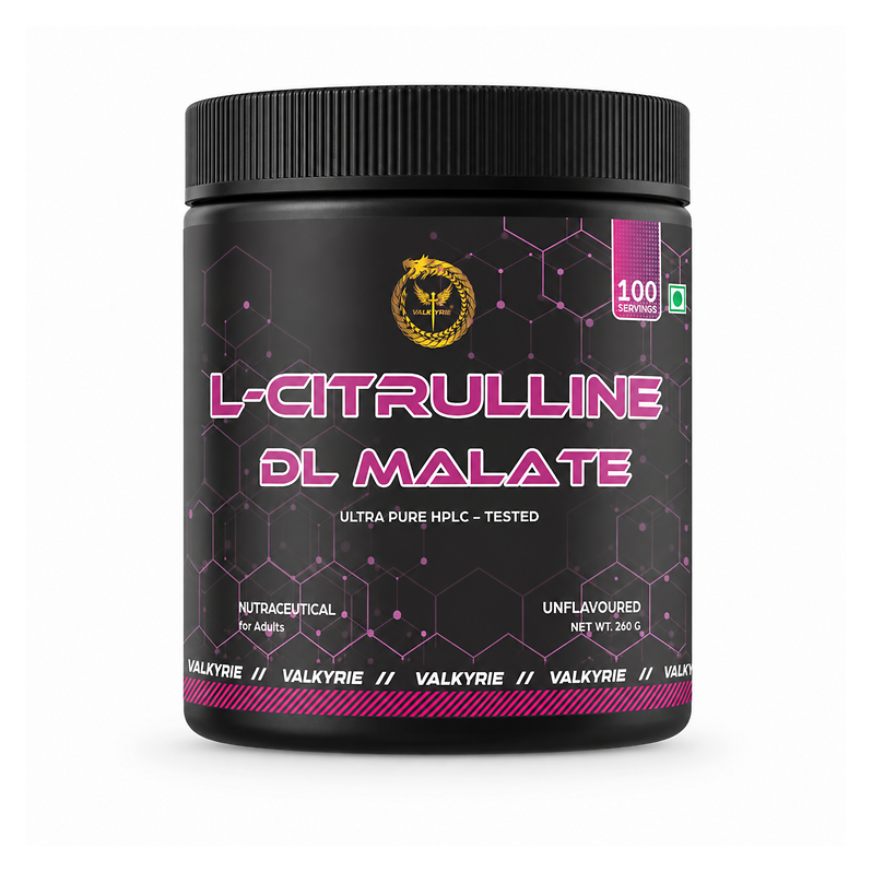 Valkyrie L-Citrulline DL Malate Powder, Ultra Pure HPLC-Tested, Unflavoured, 260g, 100 Servings